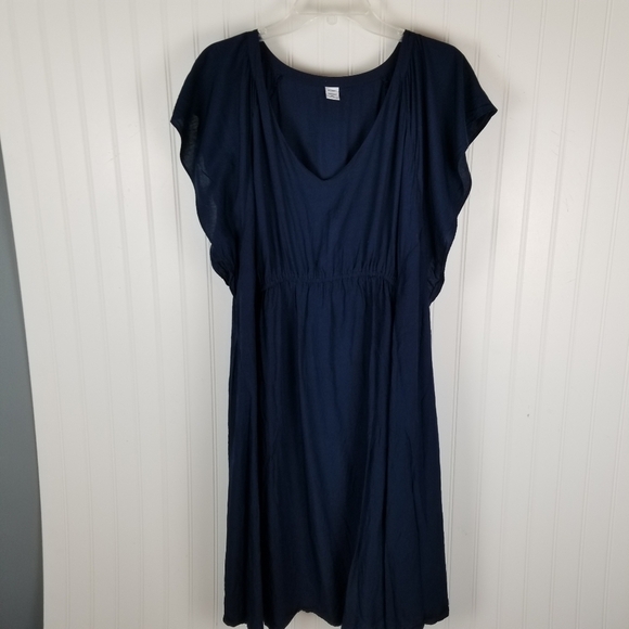 Old Navy Maternity V Neck Sleeveless Dress Size XXL Navy Blue Flutter Sleeves - Picture 10 of 14